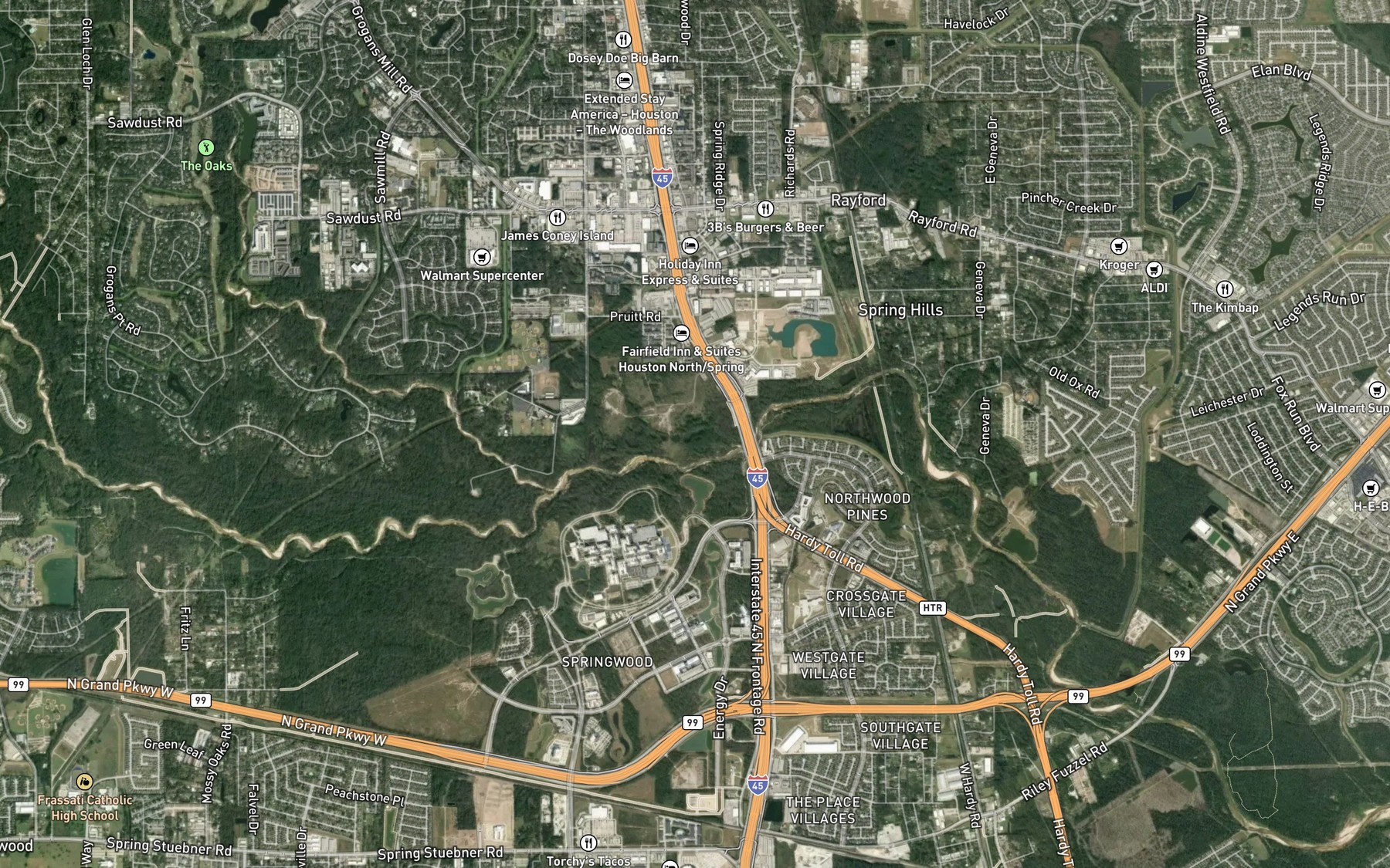 Satellite map of the Ashe Lake