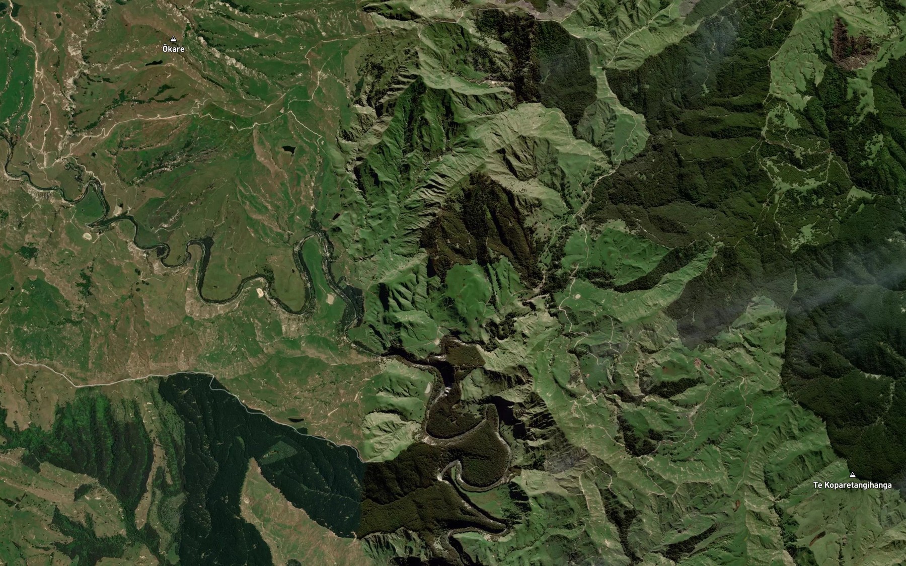 Satellite map of the Wairenga Stream