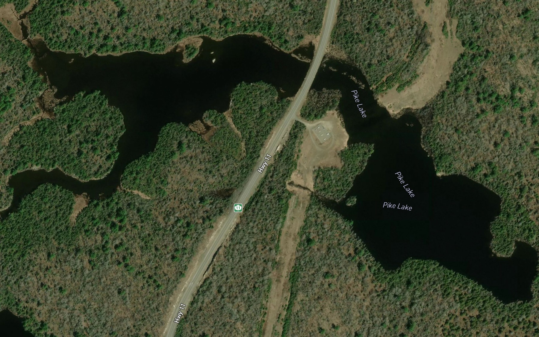 Satellite map of the Pike Lake