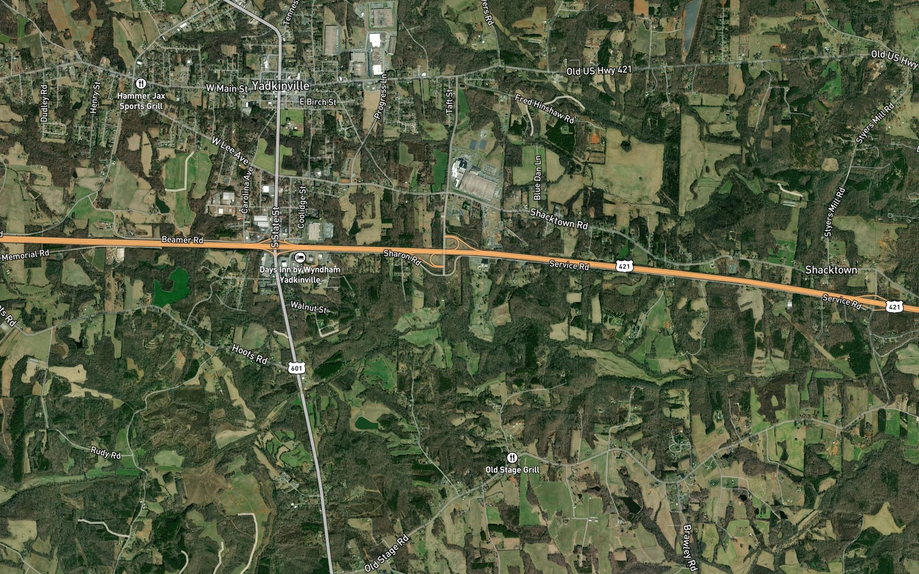Satellite map of the Yadkin Recreation Park Lake