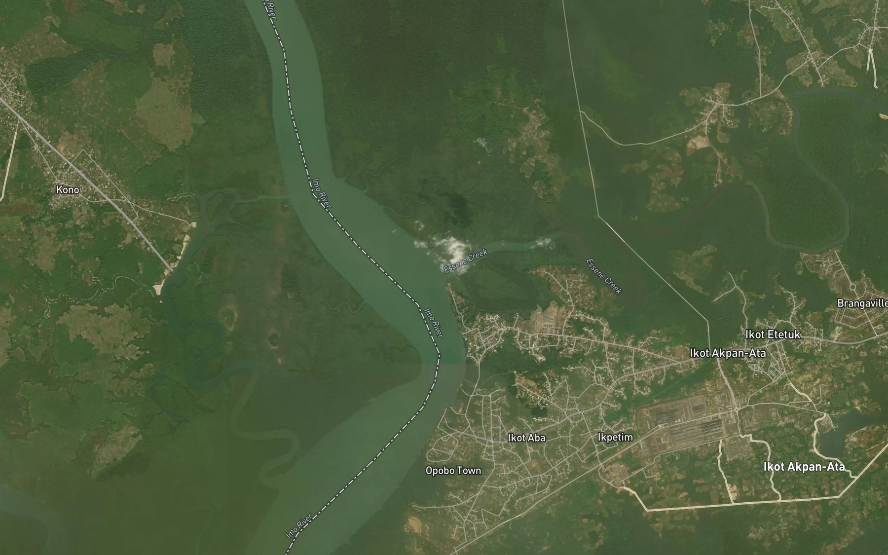Satellite map of the Essene Creek