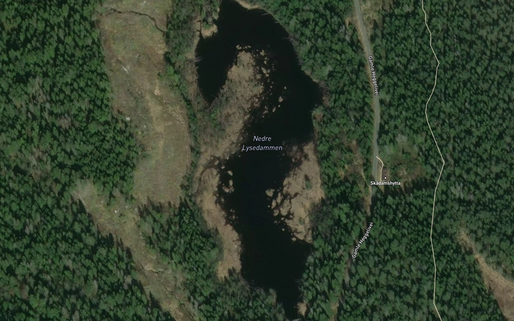 Satellite map of the Lysedammen,nedre