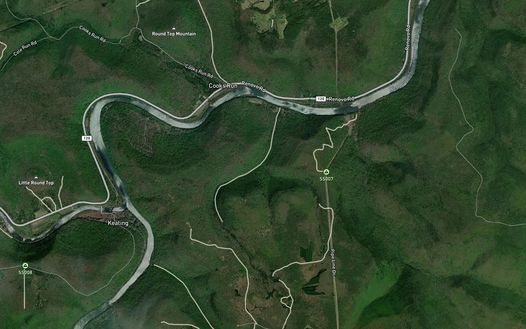 Satellite map of the Left Fork Smith Run