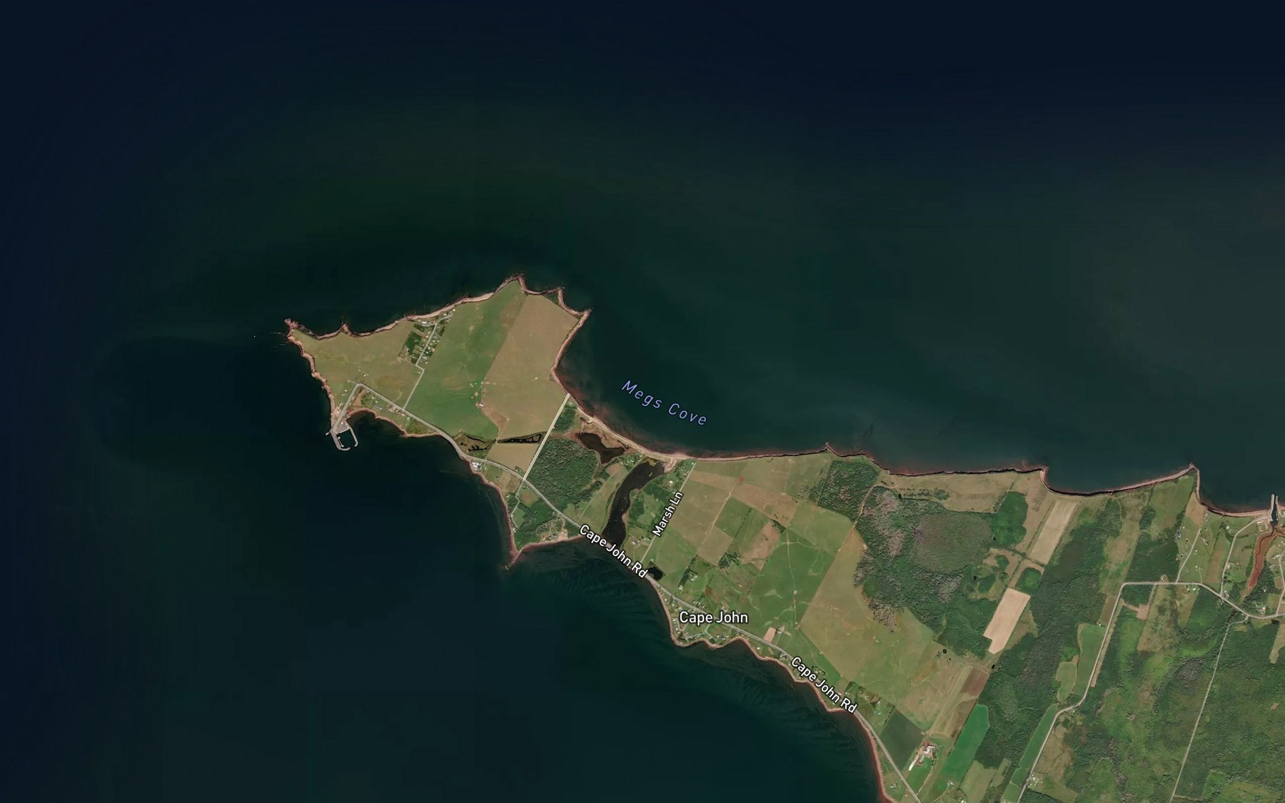 Satellite map of the Megs Cove