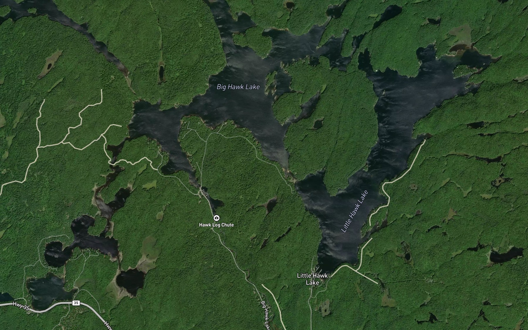 Satellite map of the Hawk Creek