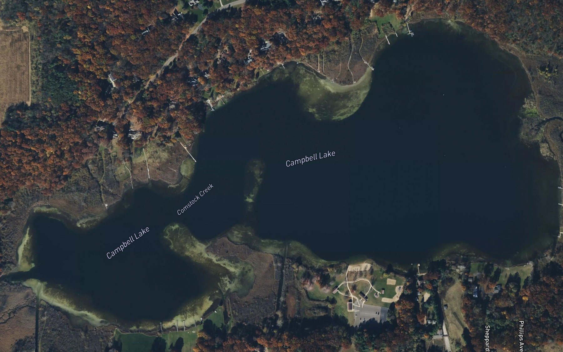 Satellite map of the Campbell Lake