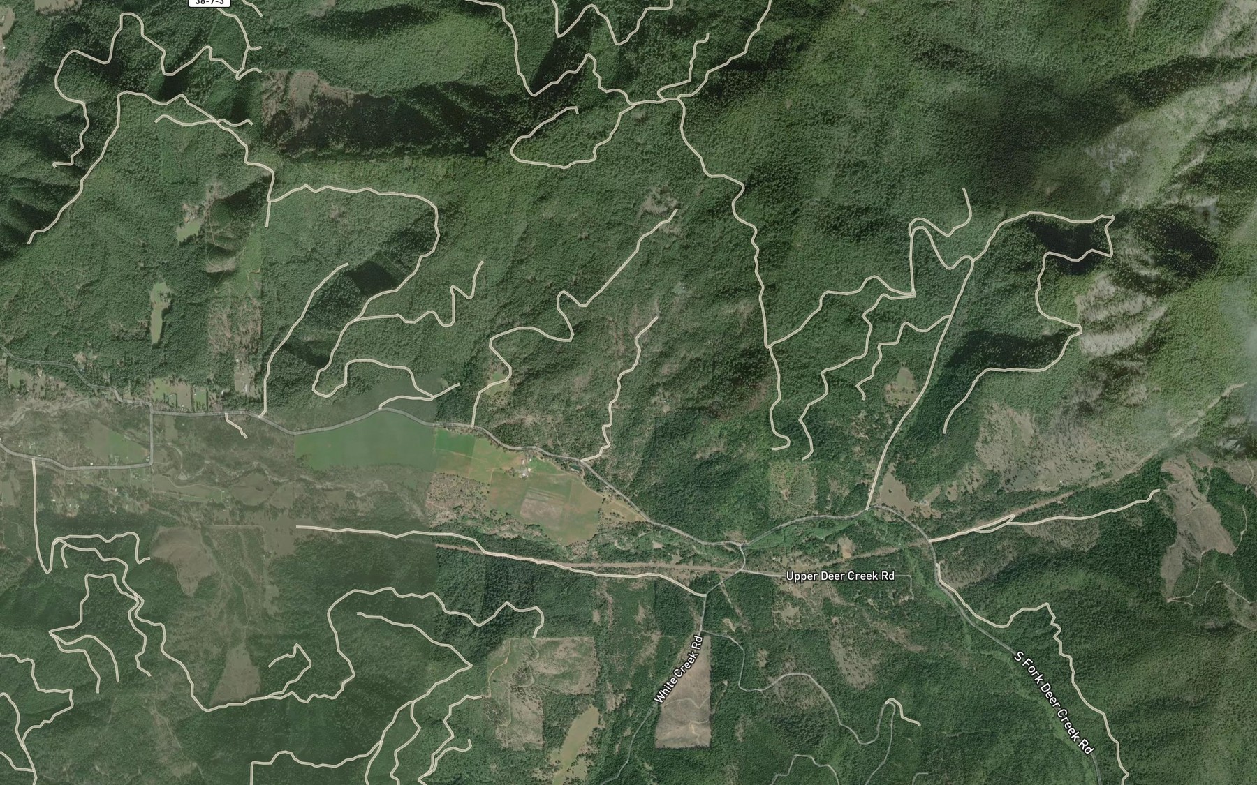 Satellite map of the Drier Creek