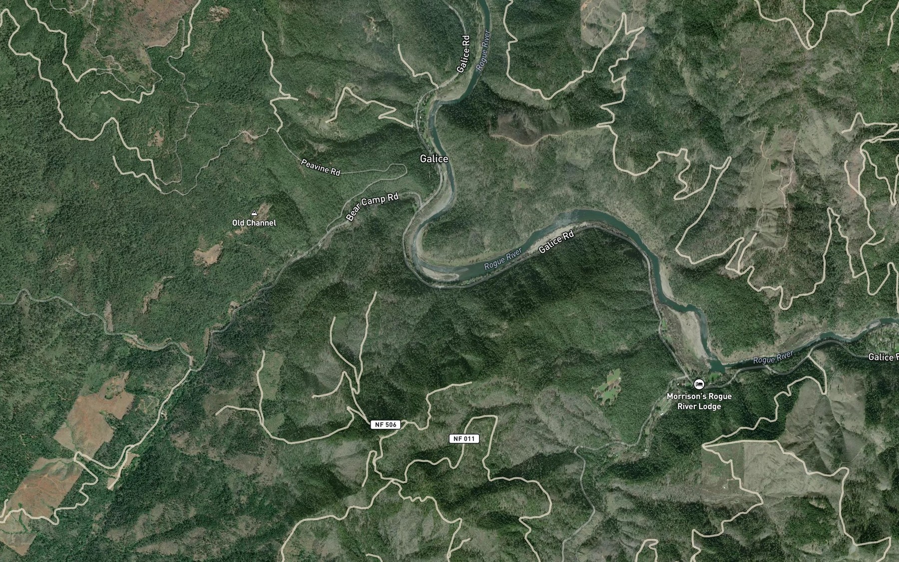 Satellite map of the Waterspout Creek
