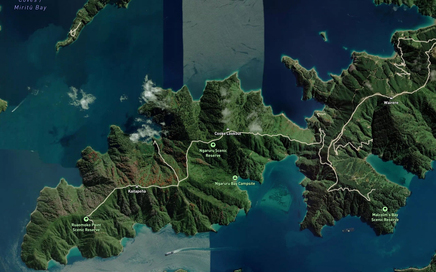 Satellite map of the Ngaruru Bay