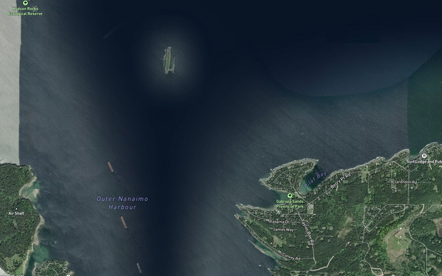 Satellite map of the Fairway Channel