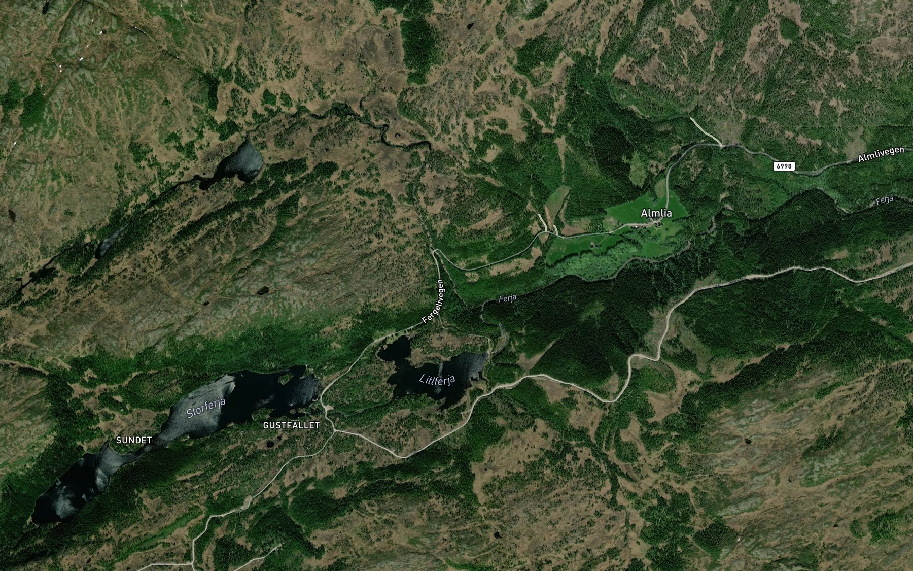 Satellite map of the Tverrelvfossen
