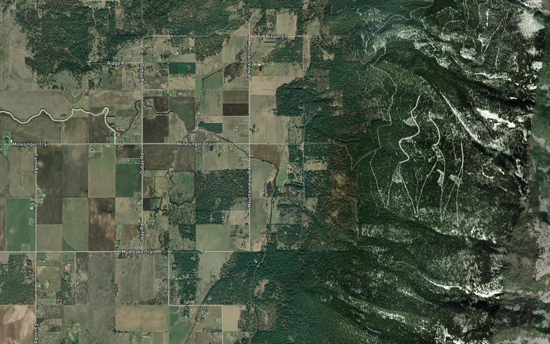Satellite map of the Poirier Creek