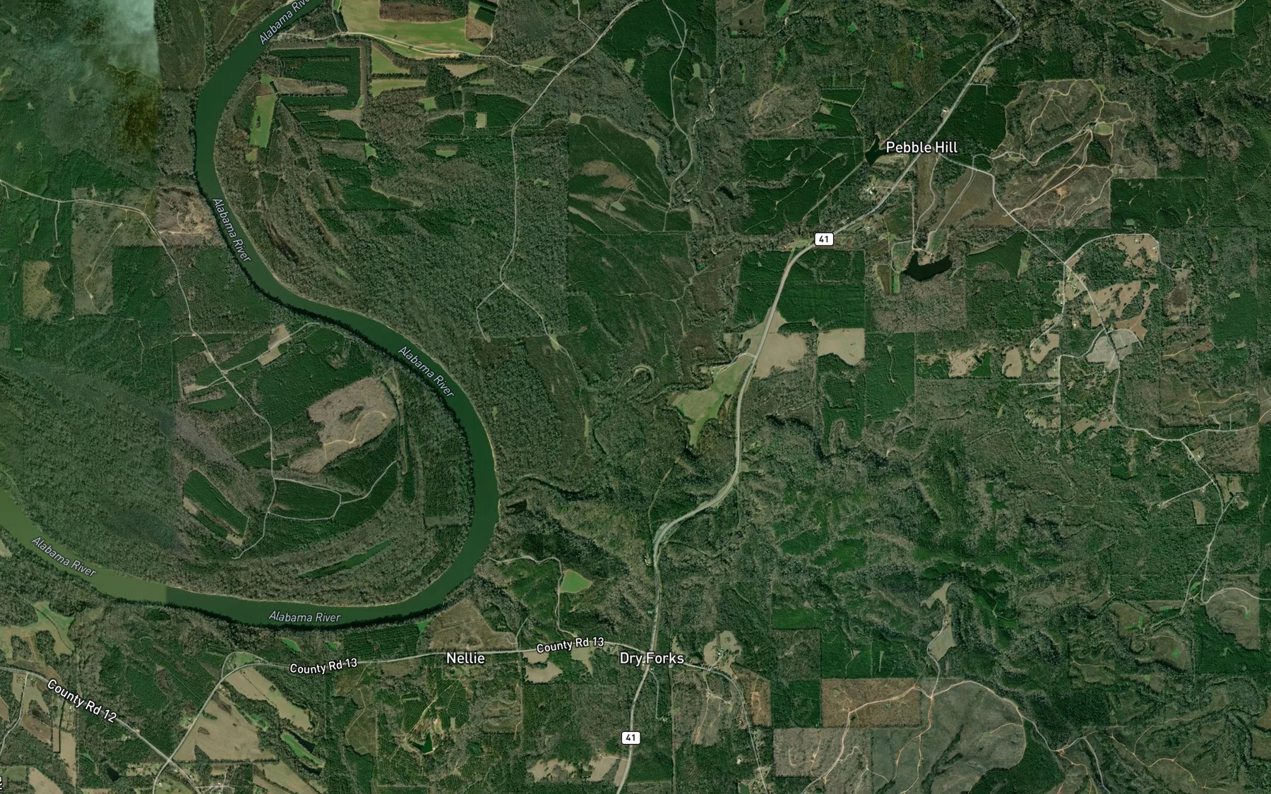 Satellite map of the Gravel Creek