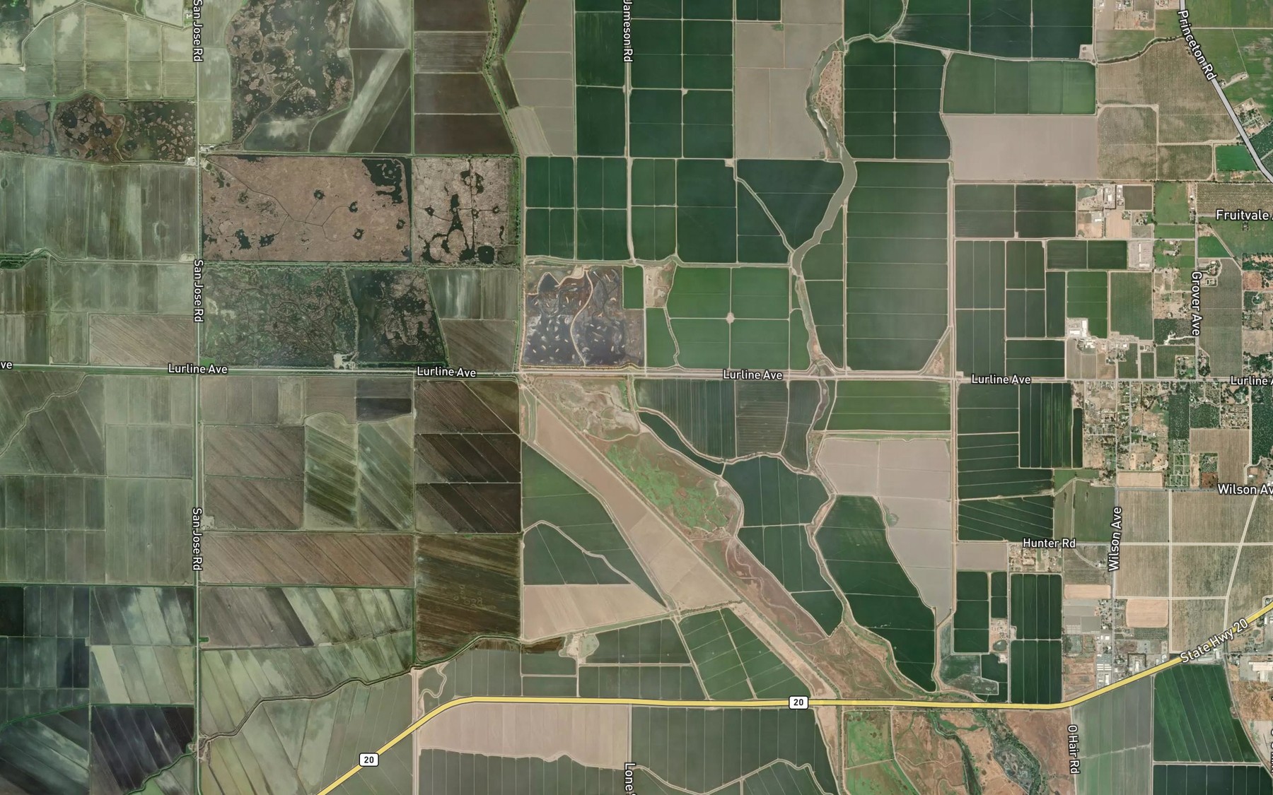 Satellite map of the Cheney Slough Irrigation Canal