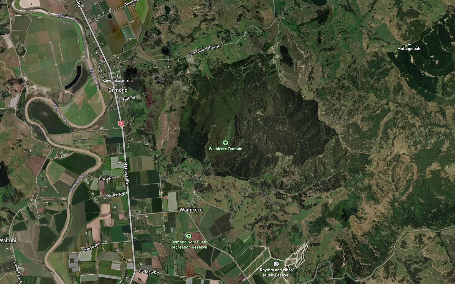 Satellite map of the Pohatuhatununui Stream