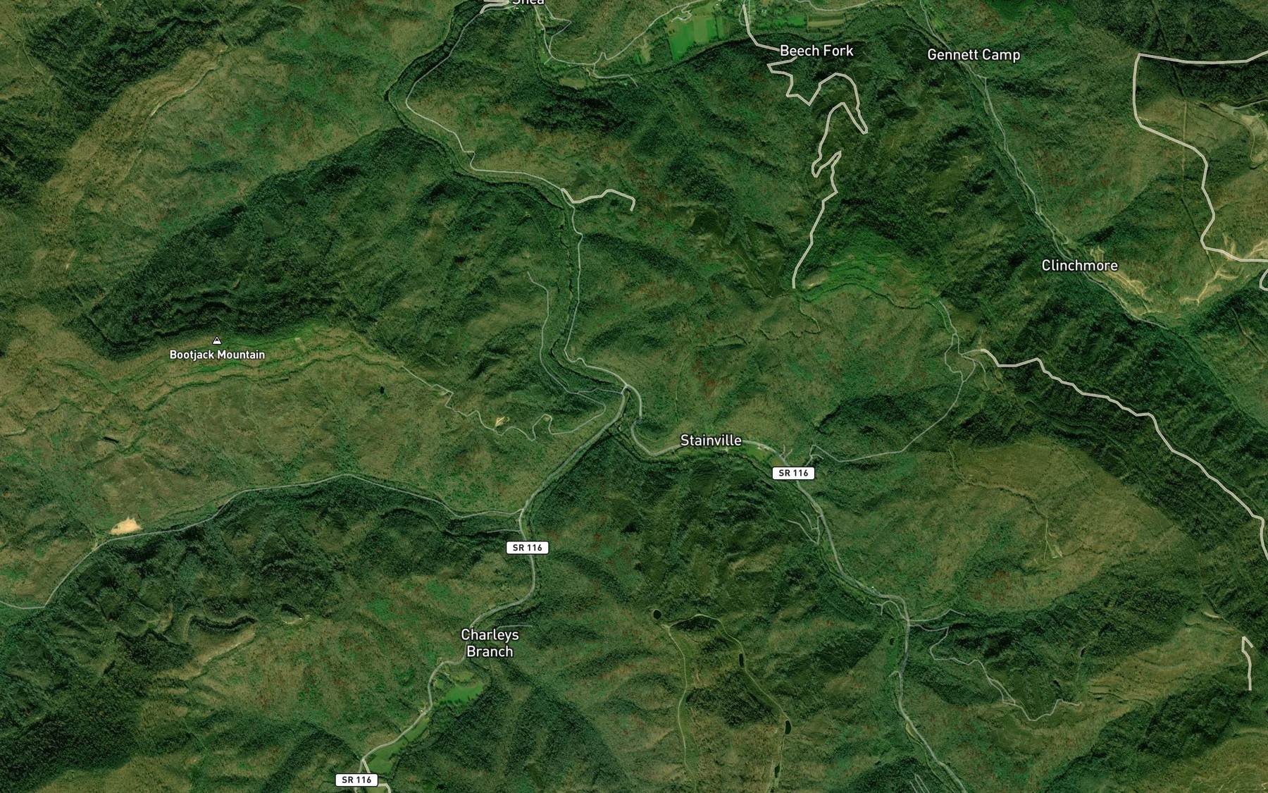 Satellite map of the Ligias Fork