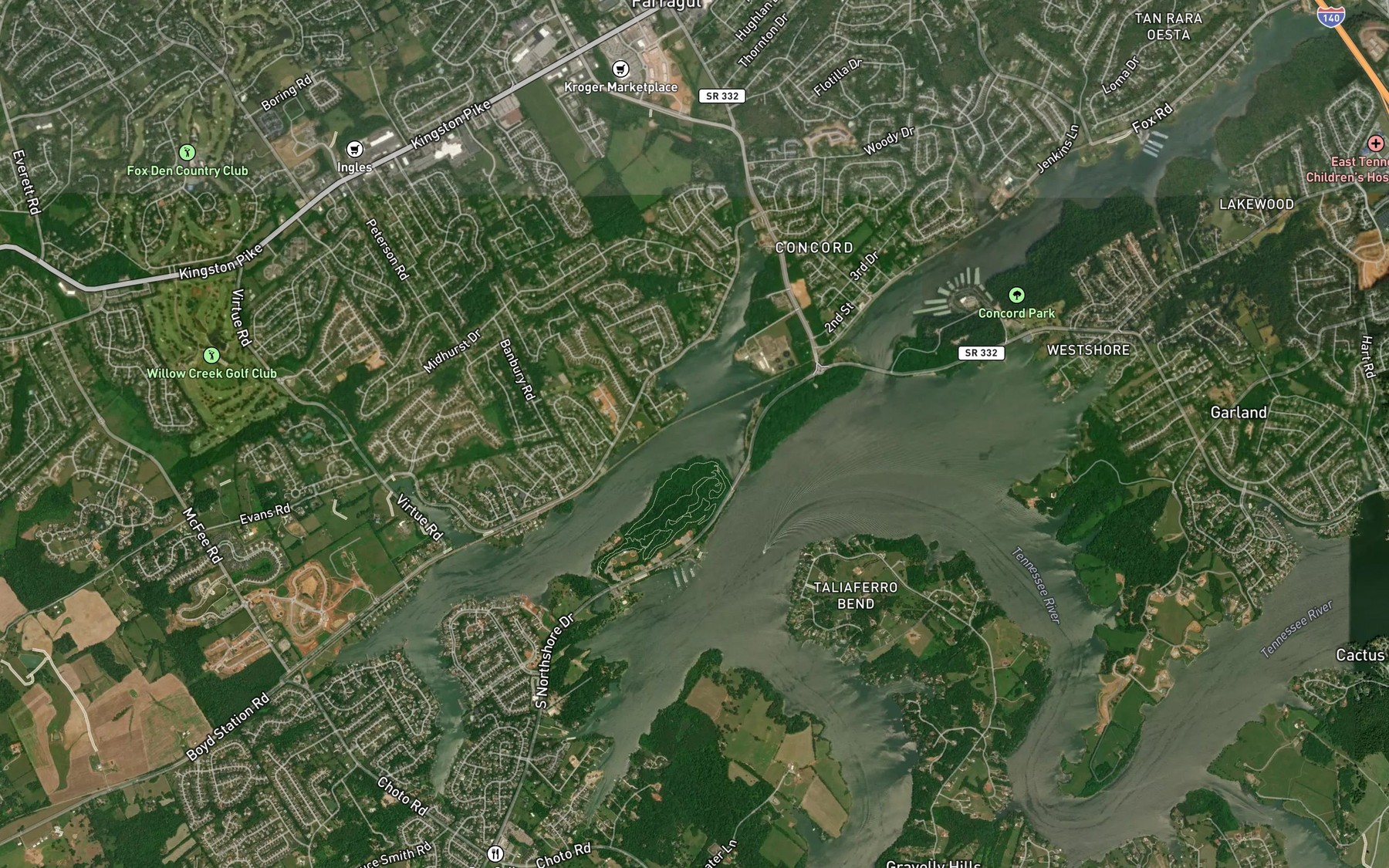 Satellite map of the Little Turkey Creek