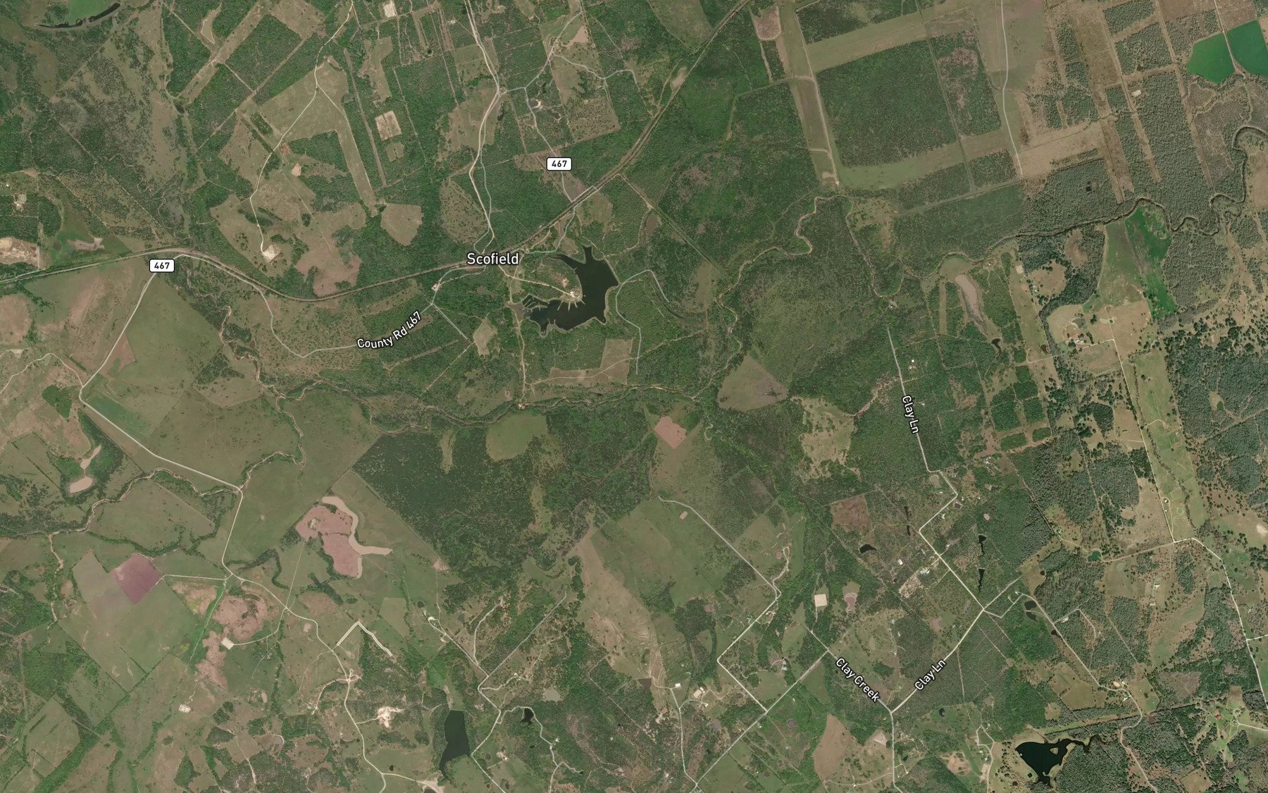Satellite map of the Old Yegua Creek
