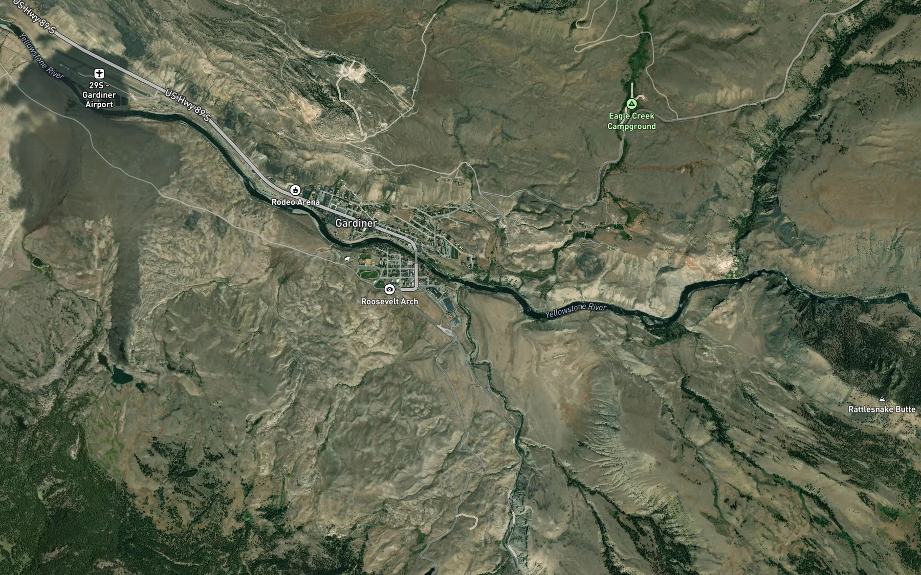 Satellite map of the Gardner River