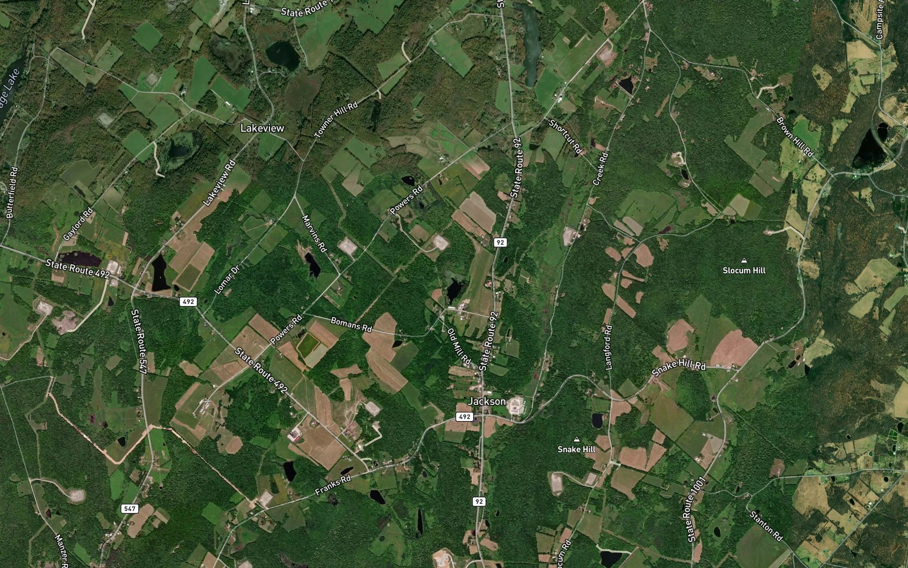 Satellite map of the Griffith Pond