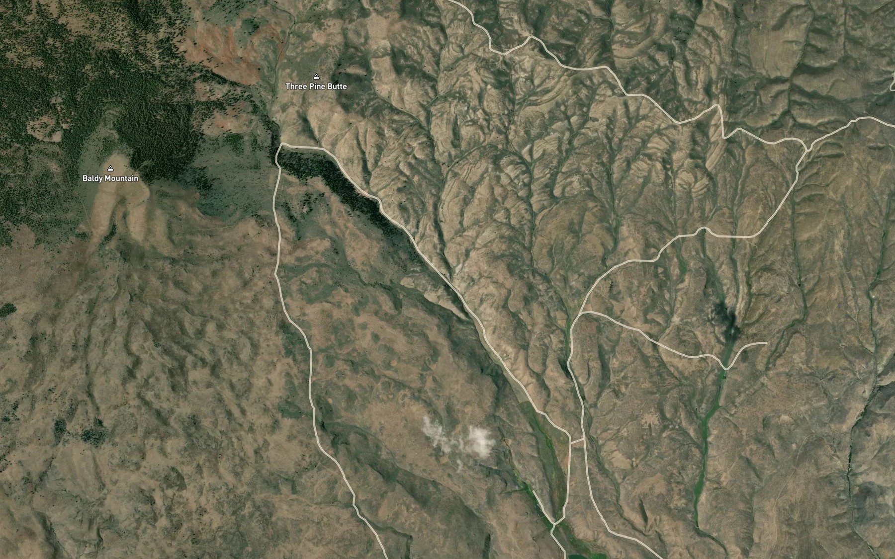 Satellite map of the Little Alder Creek