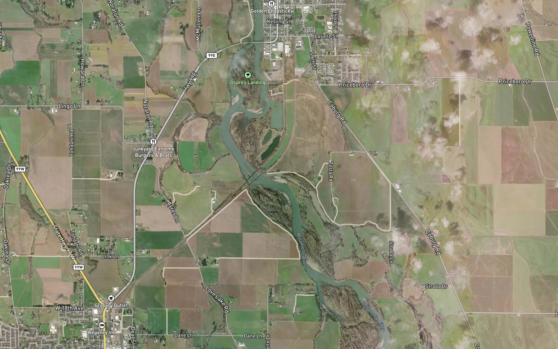 Satellite map of the Harrisburg Bend