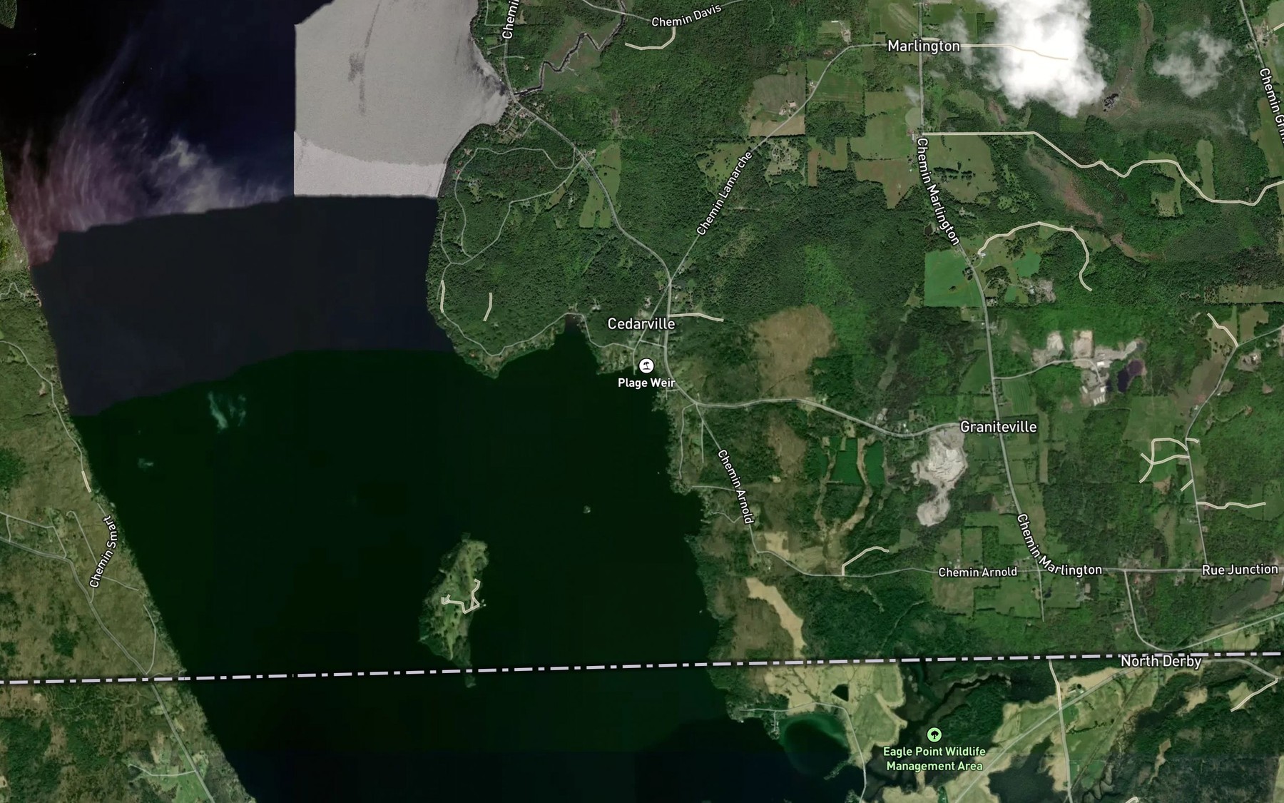 Satellite map of the Plage Weir