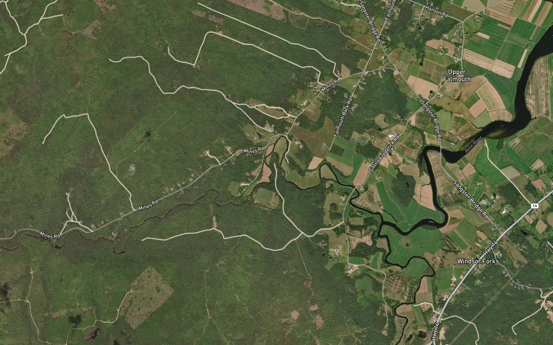 Satellite map of the Smelt Brook