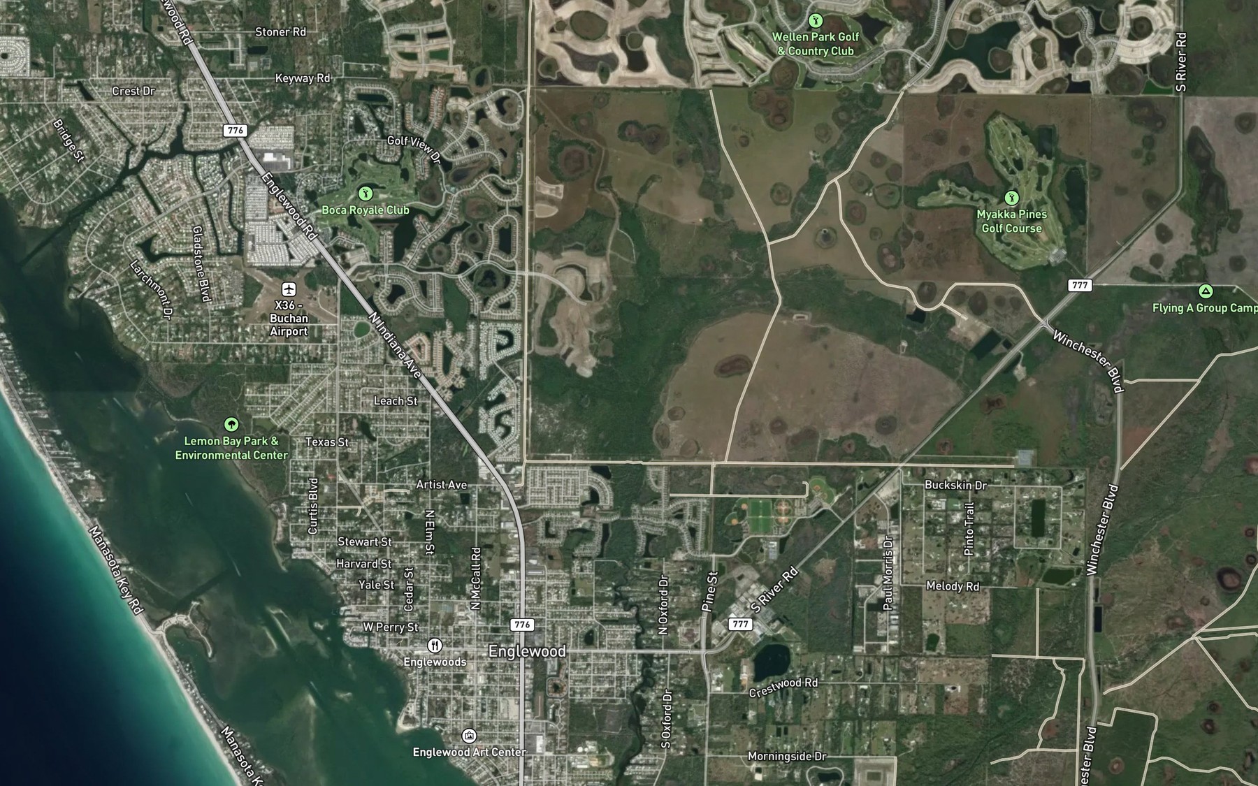 Satellite map of the Goldfish Creek
