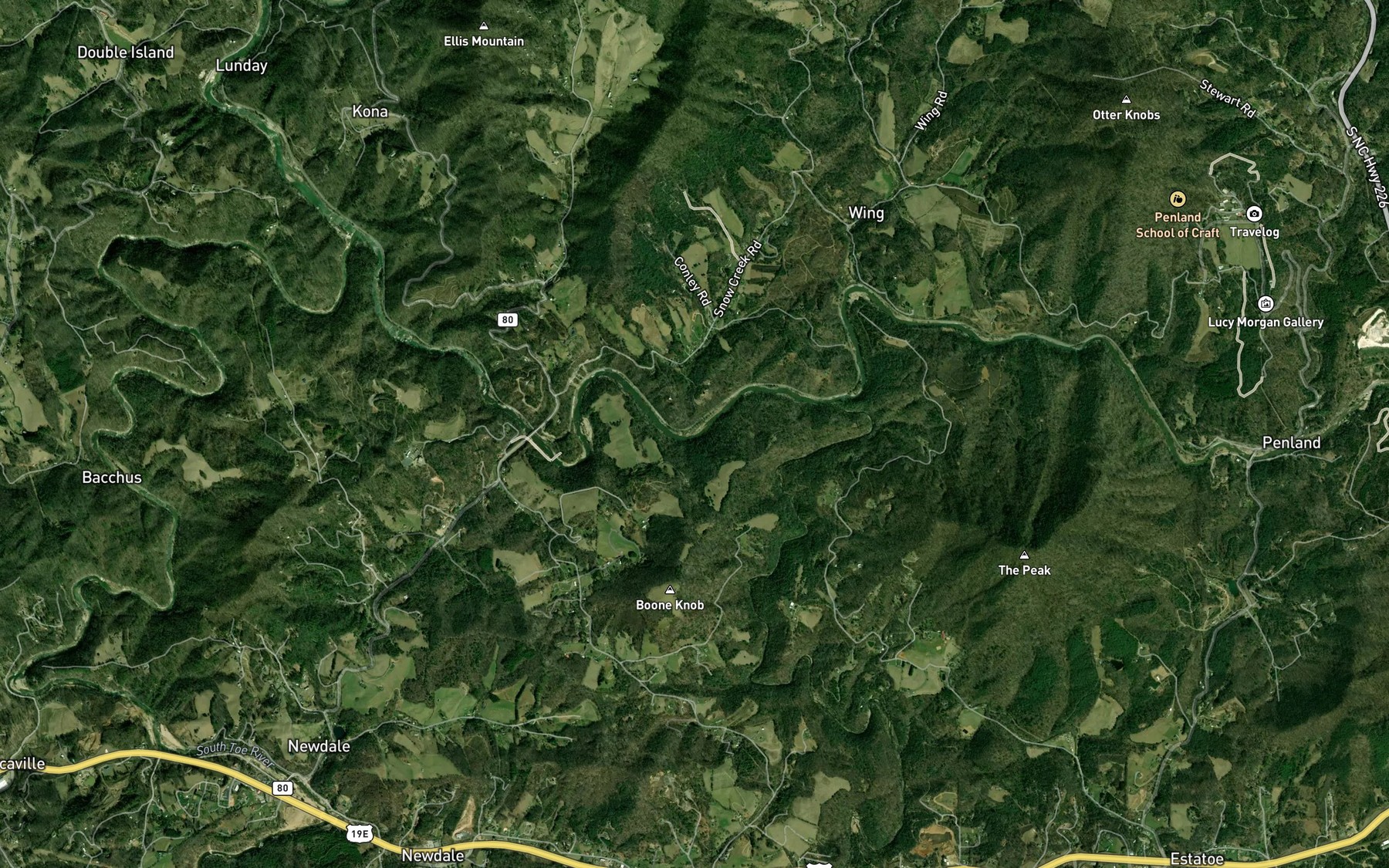 Satellite map of the Lily Branch