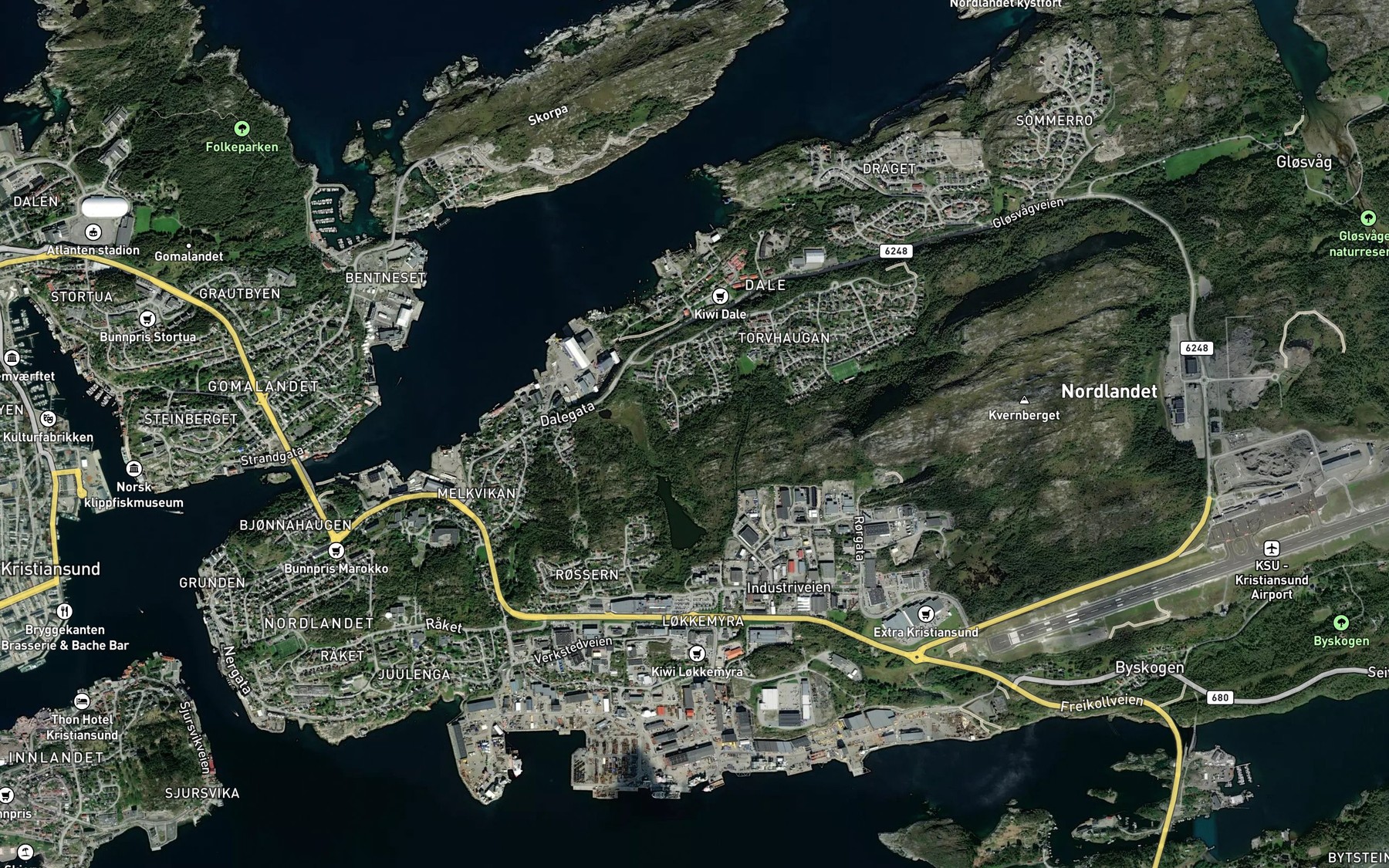 Satellite map of the Nordsundet
