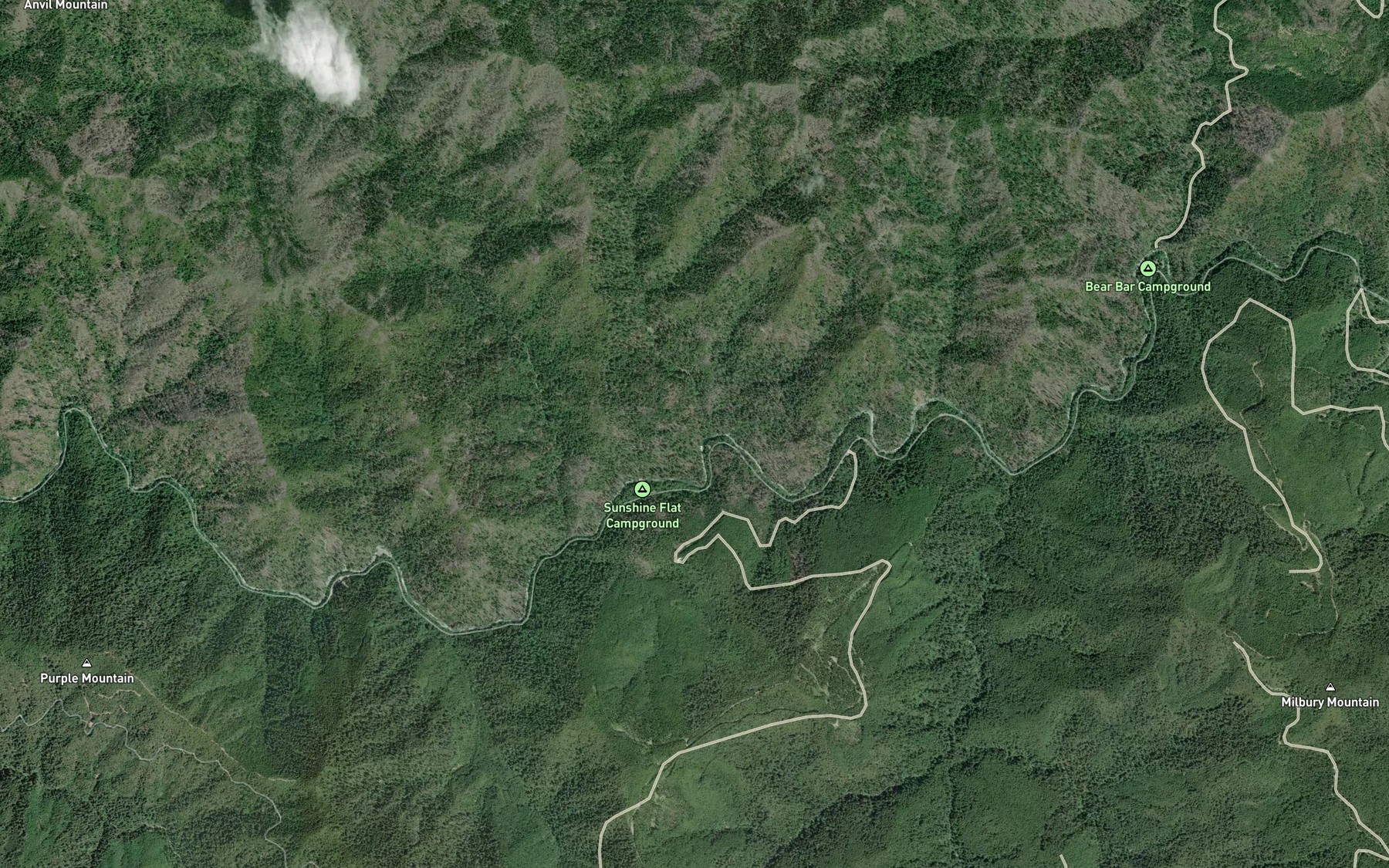 Satellite map of the Sunshine Creek