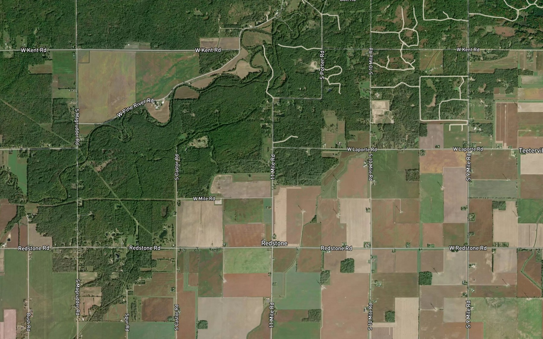 Satellite map of the Redstone Drain