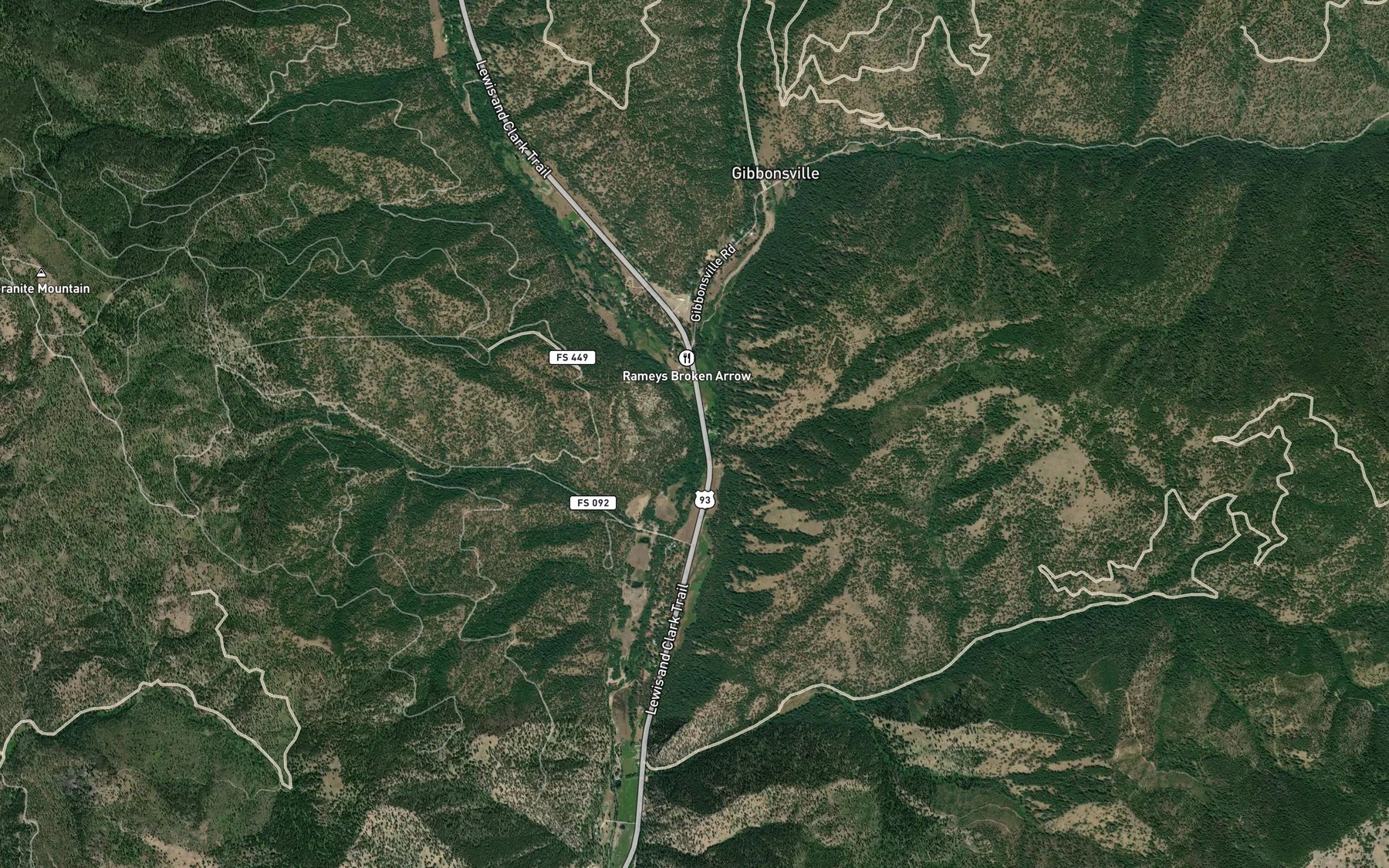 Satellite map of the Dahlonega Creek