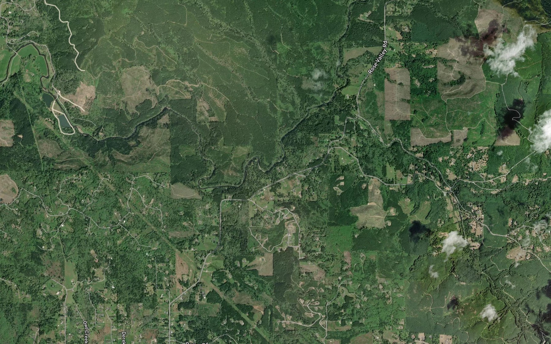 Satellite map of the Nye Creek