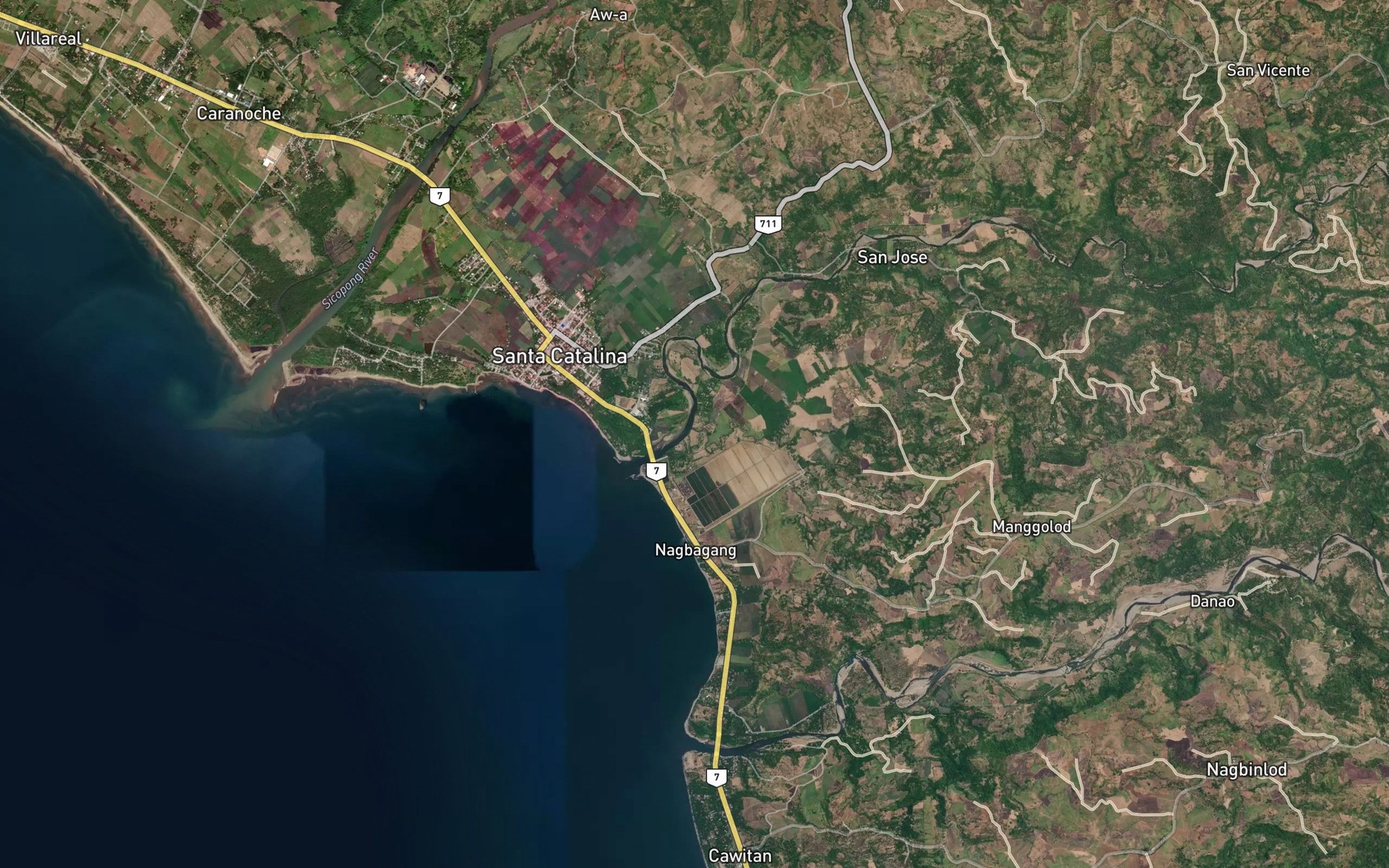 Satellite map of the Ponong Creek