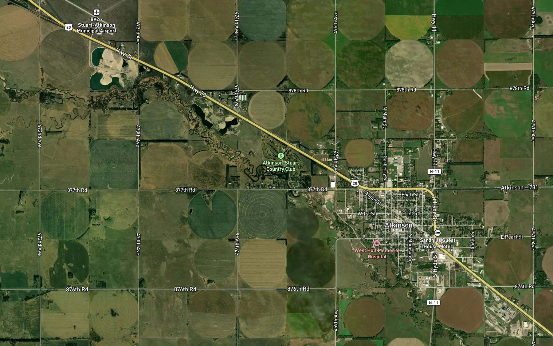 Satellite map of the Atkinson Lake