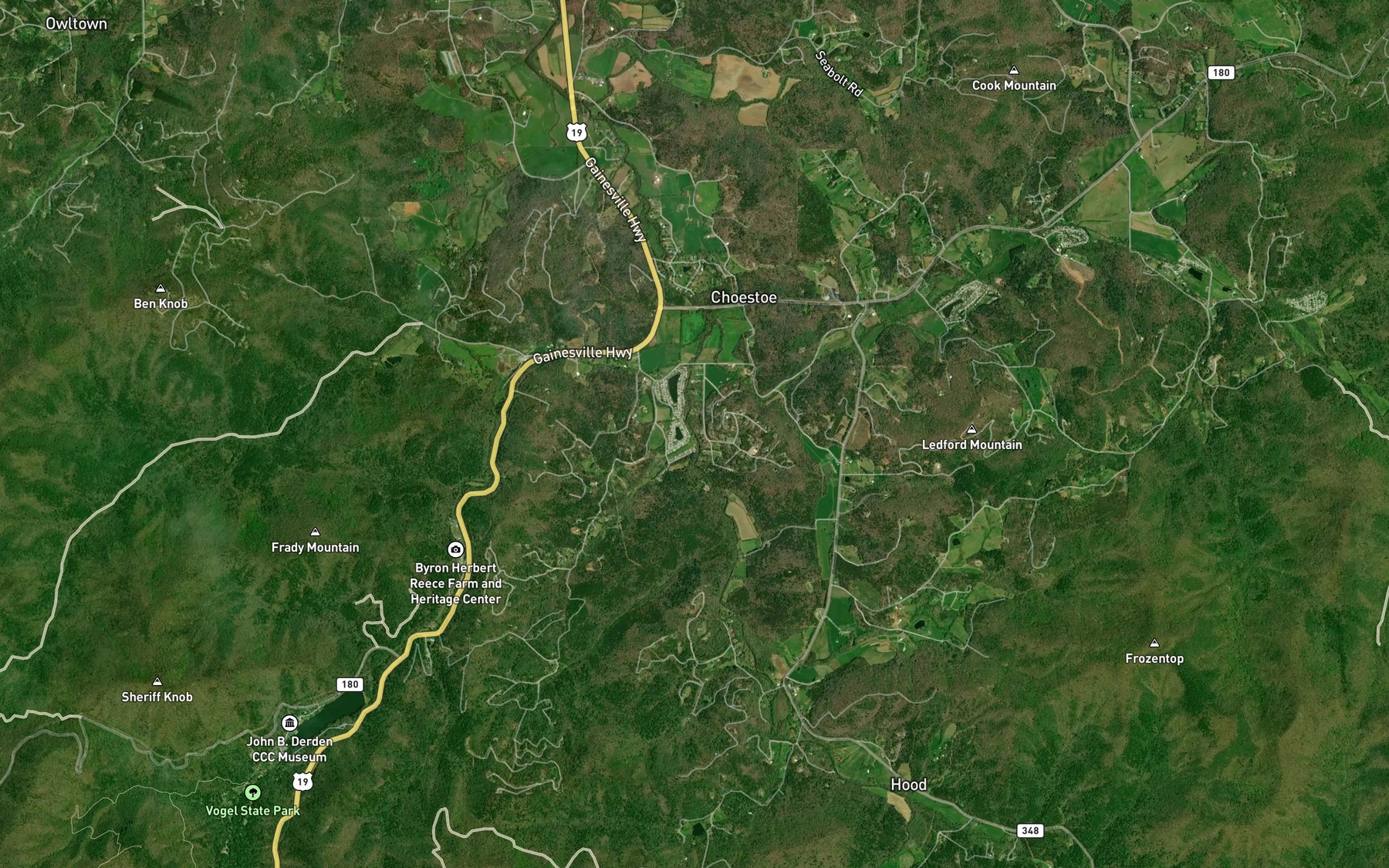 Satellite map of the Allison Branch