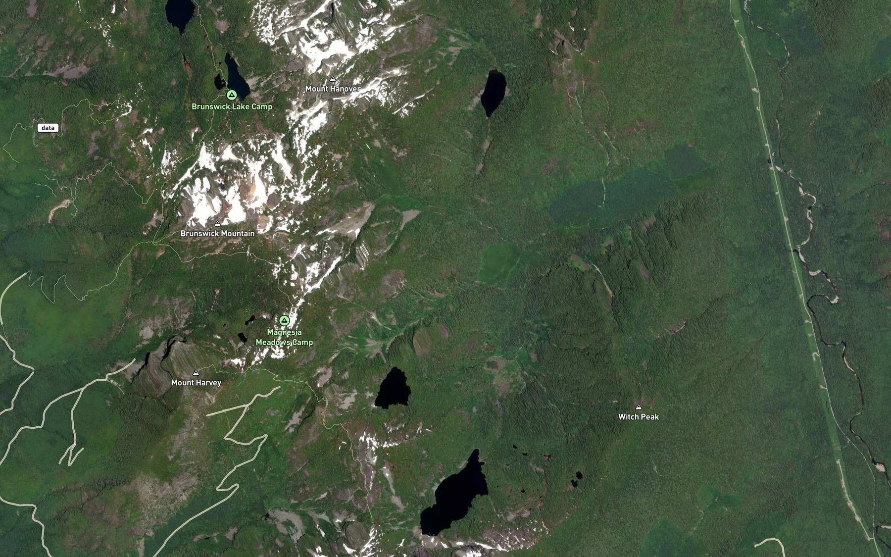 Satellite map of the Macklin Creek