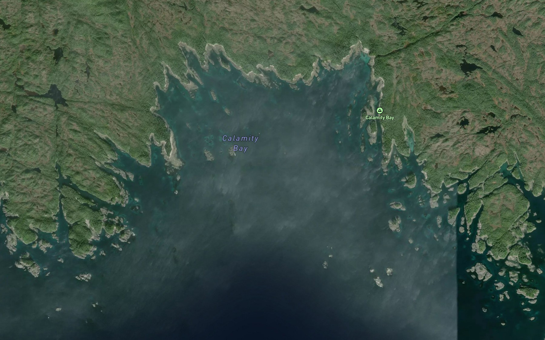 Satellite map of the Calamity Bay