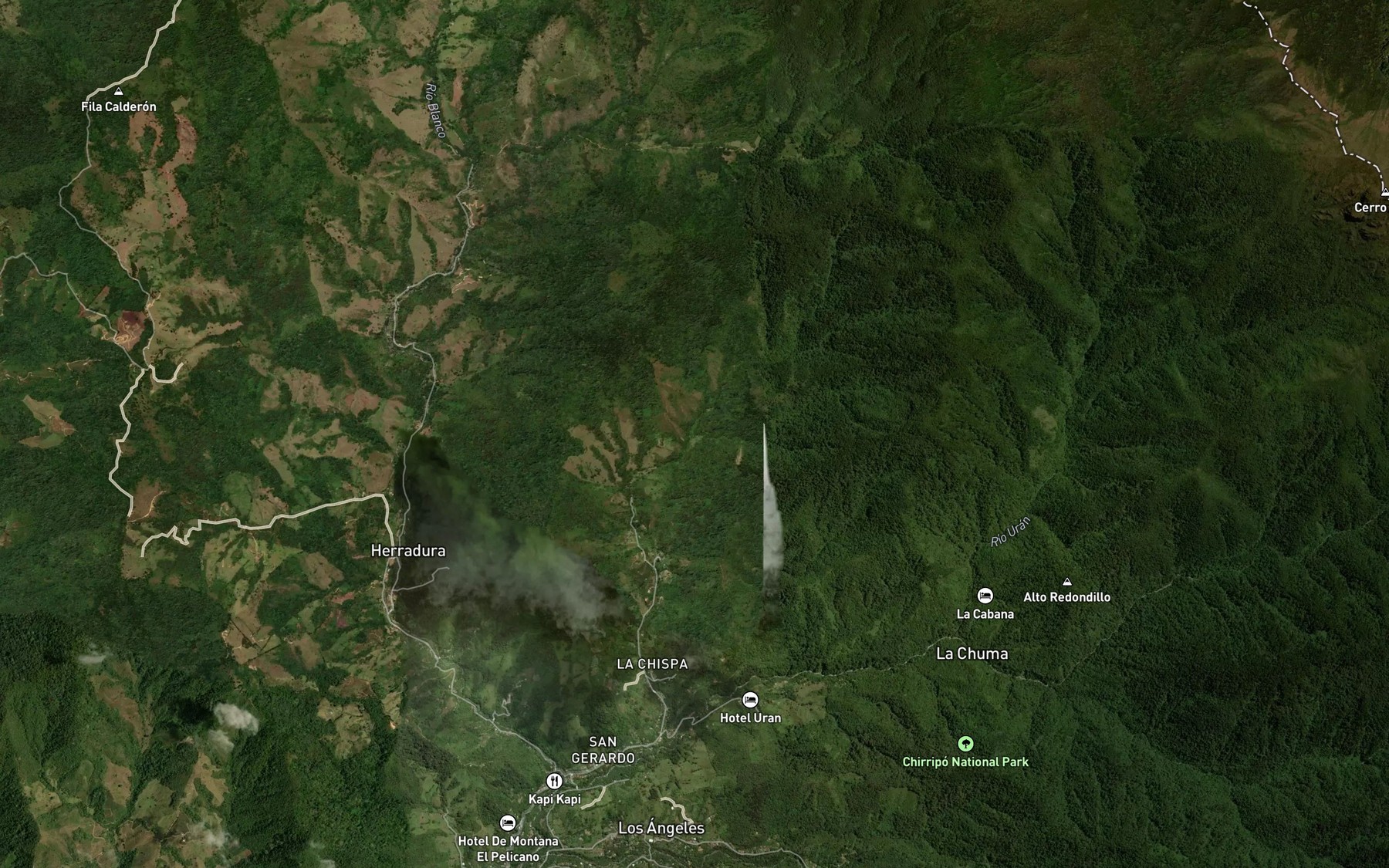 Satellite map of the Quebrada Torolinga
