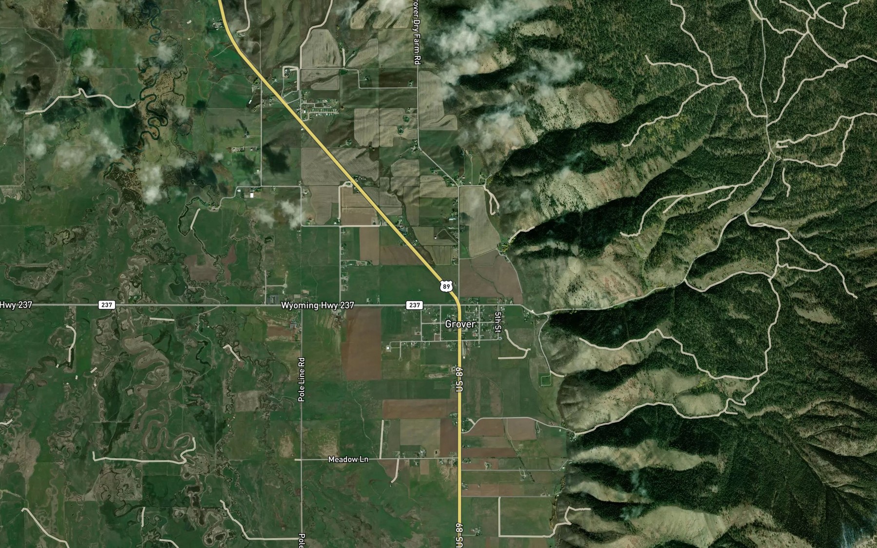 Satellite map of the Astle Creek