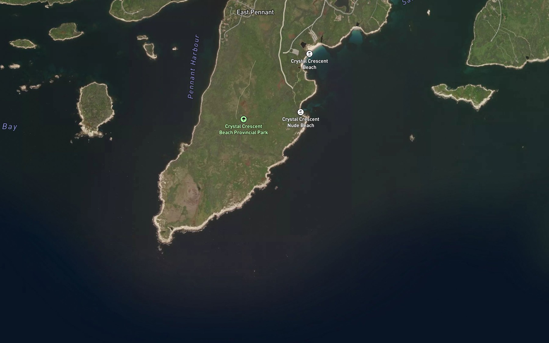 Satellite map of the Island Rock Cove