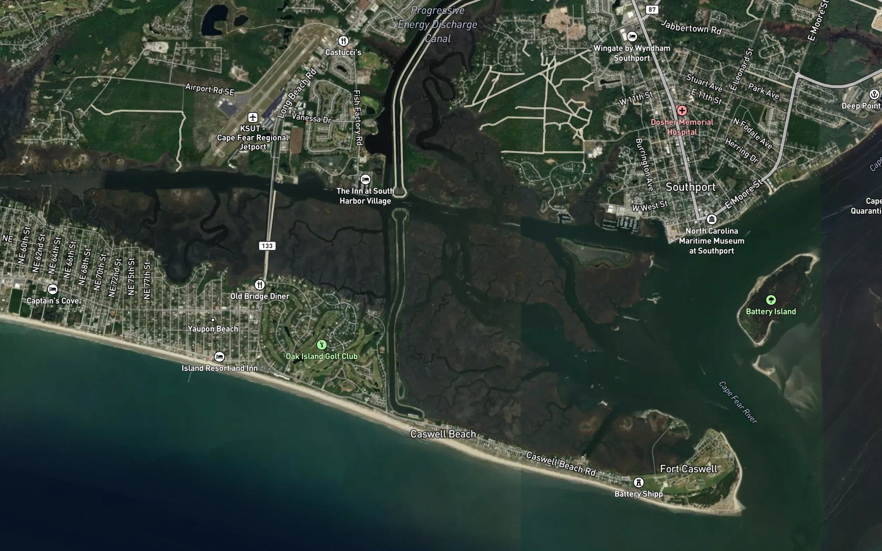 Satellite map of the Piney Point Creek