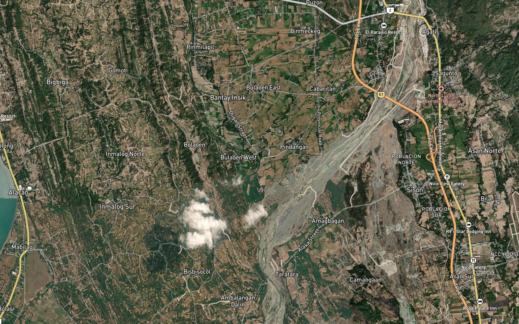 Satellite map of the Saiton River