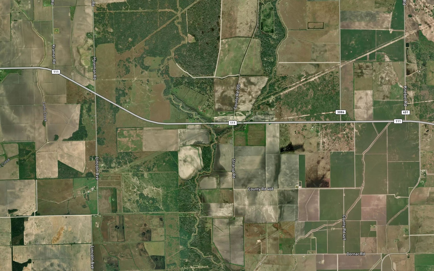 Satellite map of the Moccasin Creek