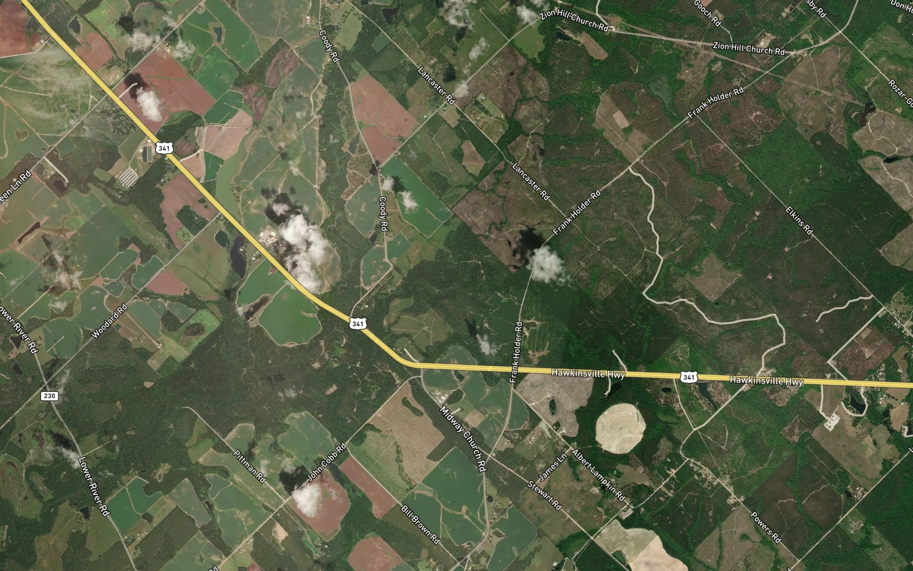Satellite map of the Hogpen Branch