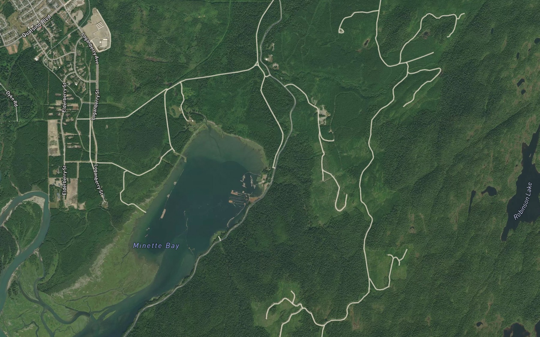 Satellite map of the Minette Bay Creek
