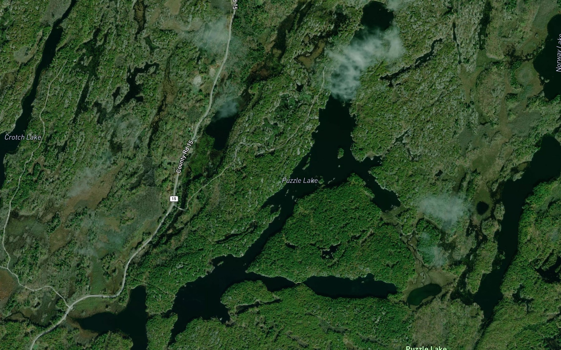 Satellite map of the Puzzle Lake