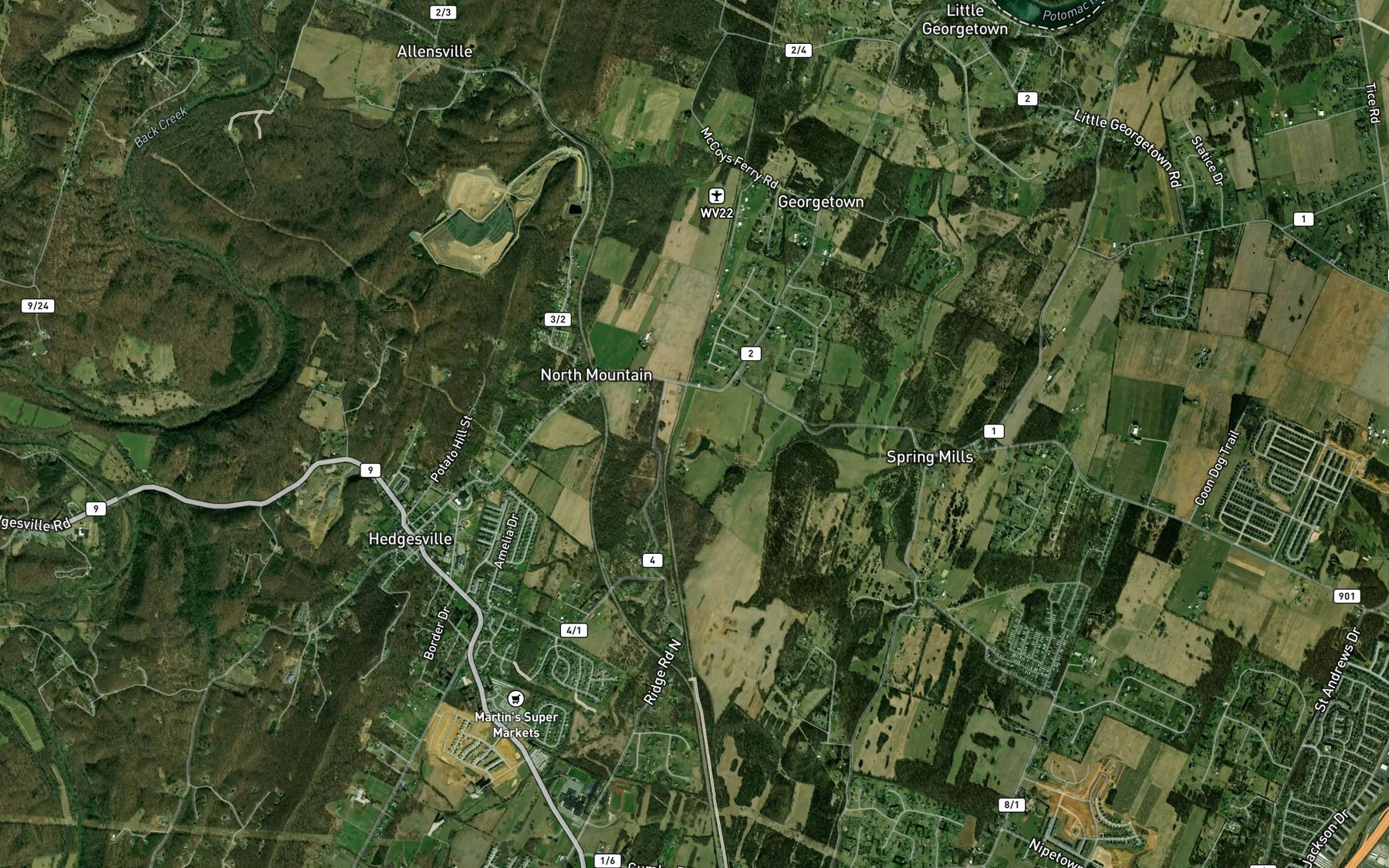 Satellite map of the Will Ellis Farm Spring